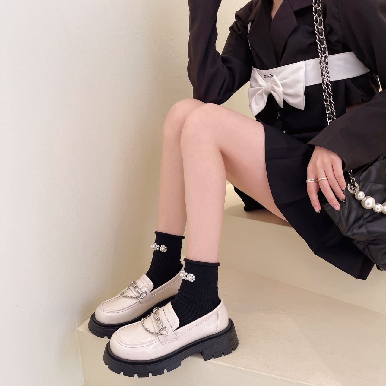 Mocassins en cuir verni à semelle épaisse pour femme – Image 6