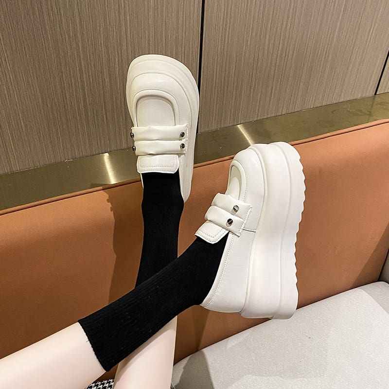 Mocassins épais à plateforme compensée pour femme