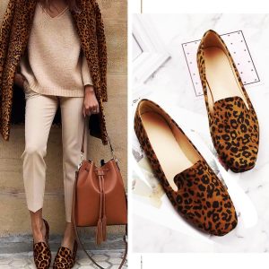 Mocassins imprimé Mocassin leopard à bout carré pour femme