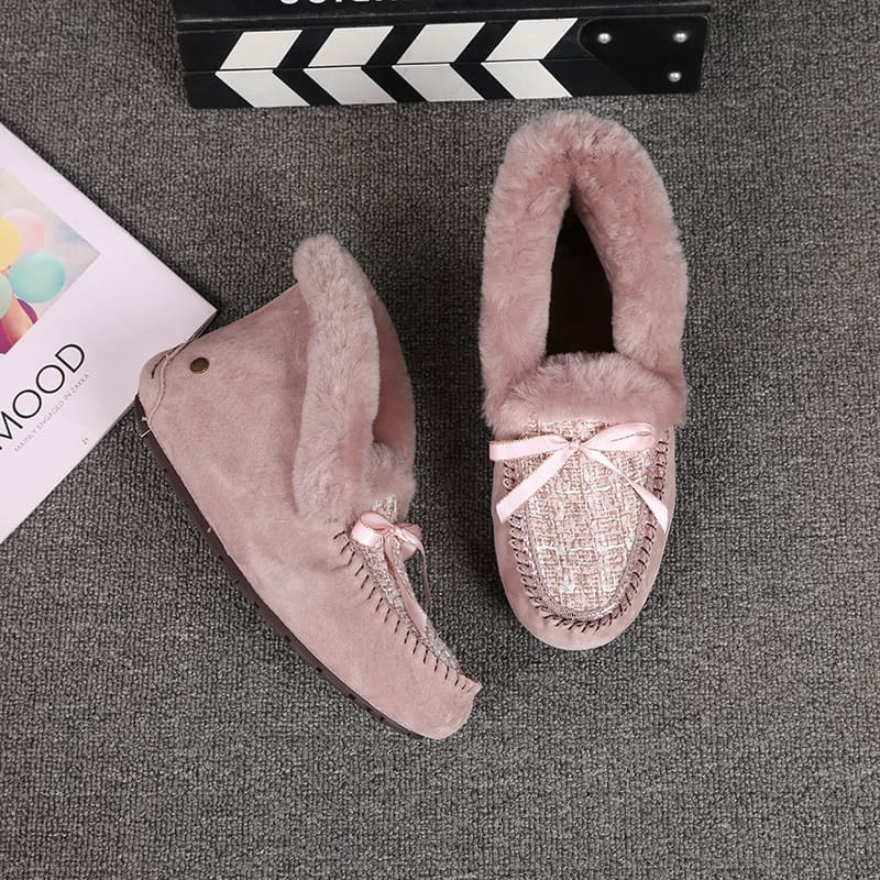 Mocassins indiens en Mocassin daim fourré et tige en tweed – Image 4