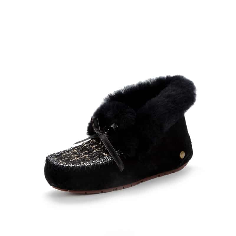 Mocassins indiens en Mocassin daim fourré et tige en tweed – Image 3