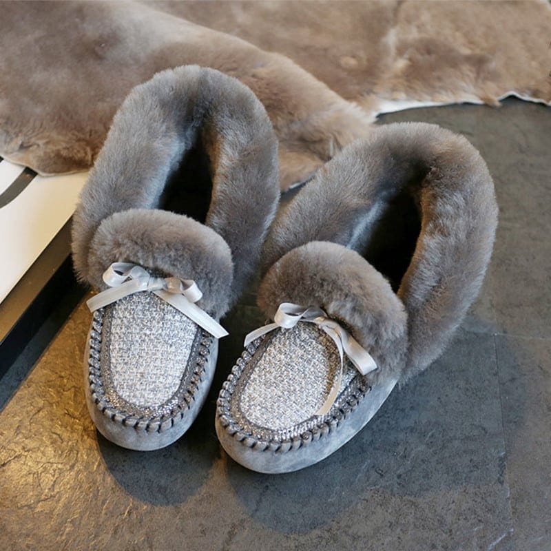 Mocassins indiens en Mocassin daim fourré et tige en tweed – Image 6