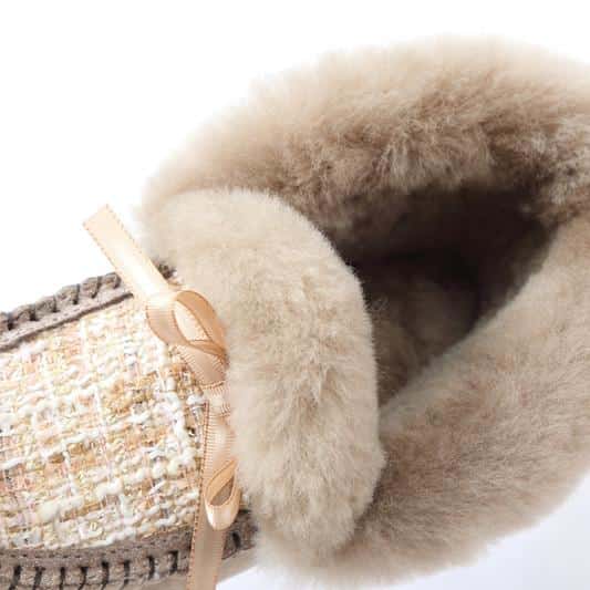 Mocassins indiens en Mocassin daim fourré et tige en tweed – Image 9