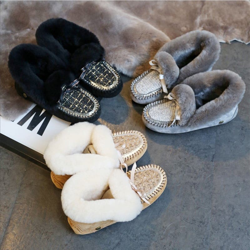 Mocassins indiens en Mocassin daim fourré et tige en tweed – Image 7