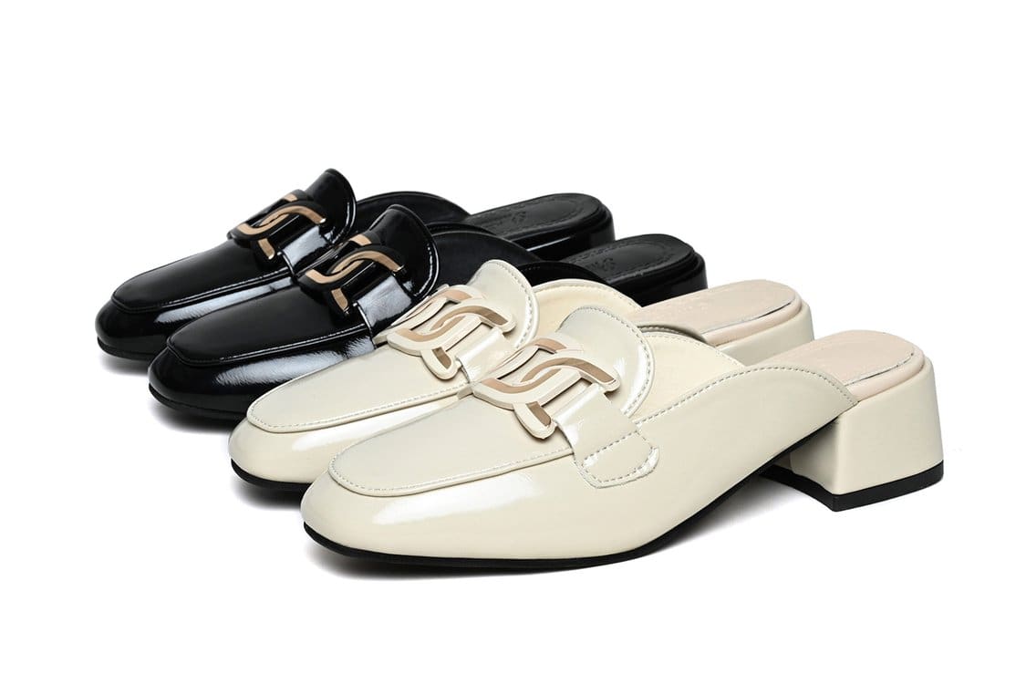 Mocassins mule à talons carrés pour femme