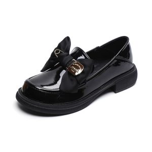 Mocassins Mocassin noirs style britannique avec un nœud de papillon pour femmes