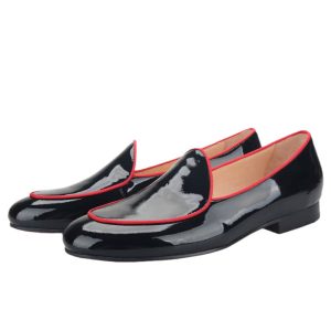Mocassins Mocassin noirs Mocassin vernis à bordures Mocassin rouges pour hommes