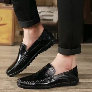 Mocassins Mocassin noir en cuir synthétique pour homme