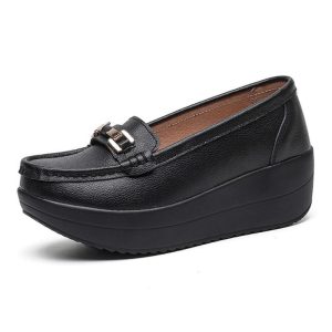 Mocassins orthopédiques Mocassin noirs plateforme pour femme