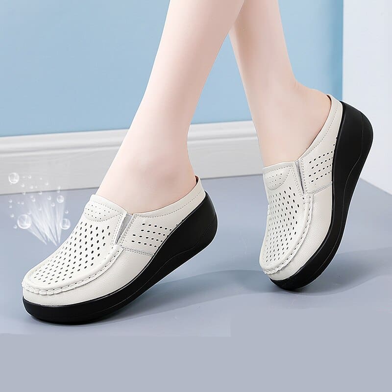 Mocassins orthopédiques ouMocassin verts à semelles compensées pour femme – Image 2