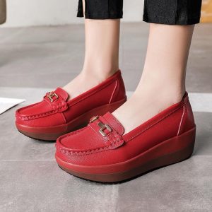 Mocassins orthopédiques Mocassin rouges à plateforme pour femme