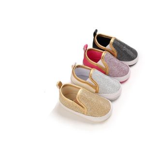 Mocassins souples à paillettes à enfiler pour bébé fille