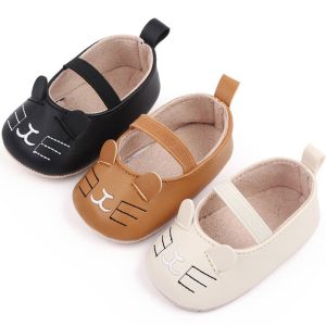 Mocassins souples avec motif chaton pour bébé fille