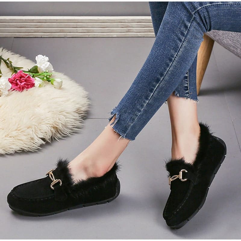 Mocassins souples d’hiver élégants en fausse fourrure – Image 8
