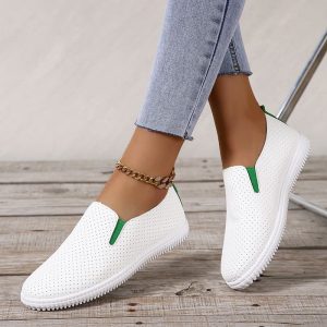 Mocassins souples perforés en cuir Mocassin blanc