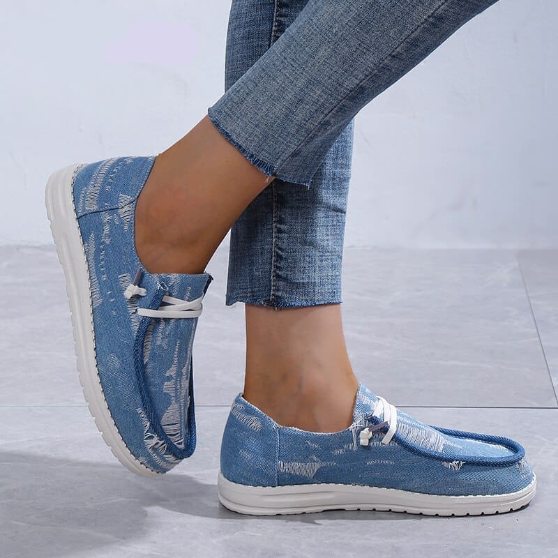 Mocassins souples style bateau en Mocassin jean Mocassin bleu pour femme – Image 4