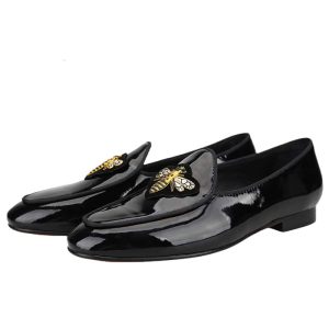 Mocassins Mocassin vernis Mocassin noirs pour hommes estampes abeille