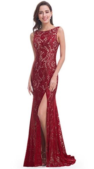 Robe de Demoiselle d’Honneur Glamour en Dentelle avec Fente – Image 3