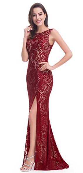 Robe de Demoiselle d’Honneur Glamour en Dentelle avec Fente – Image 4