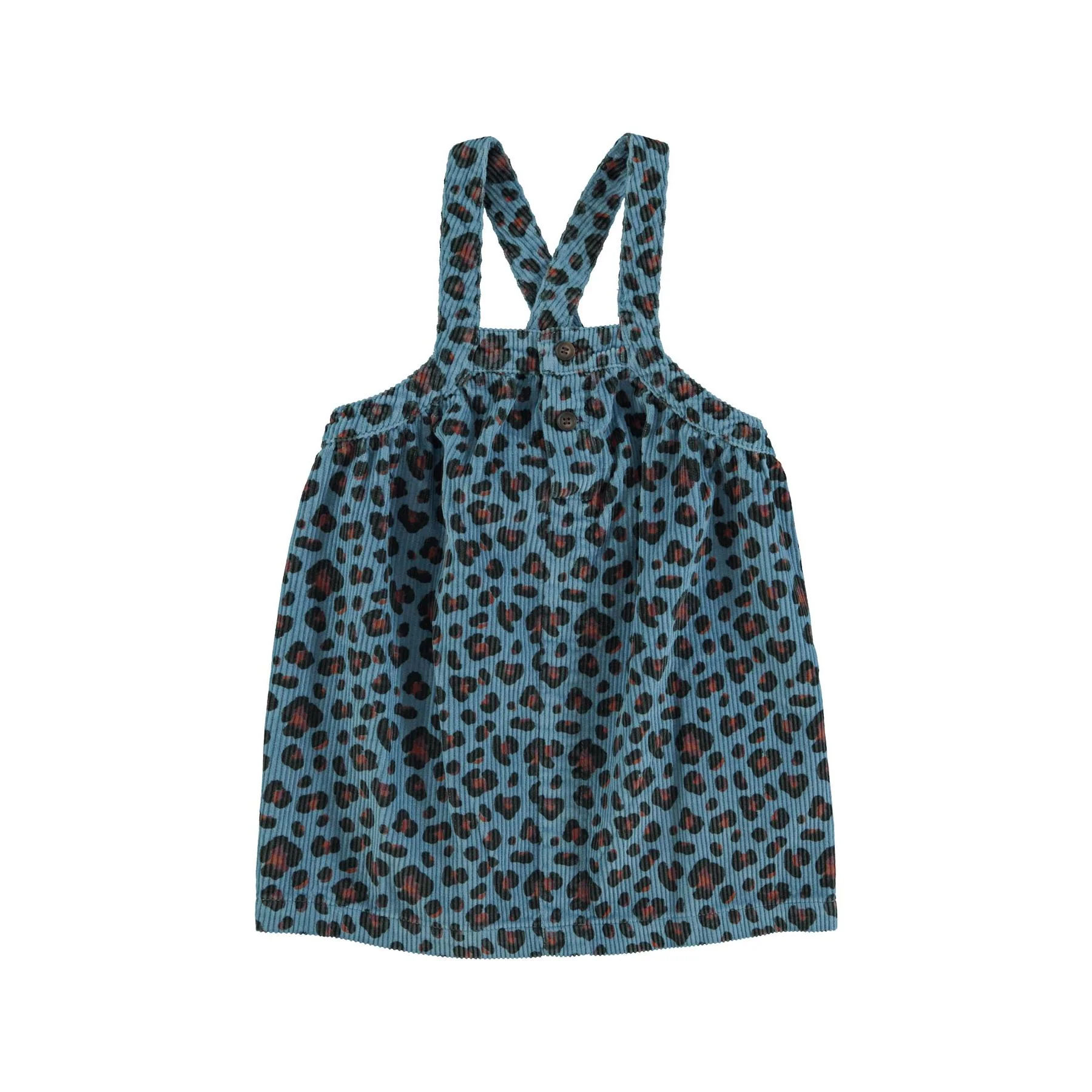 Robe courte à bretelles bleu léopard